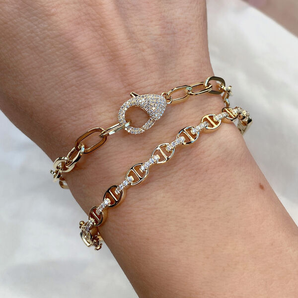 Kate Yellow Gold and Diamond Paper Clip Link Bracelet